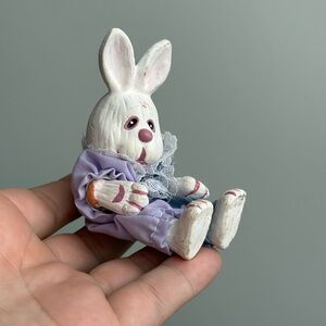 Vintage Easter Bunny Painted Terracotta Figurine Doll